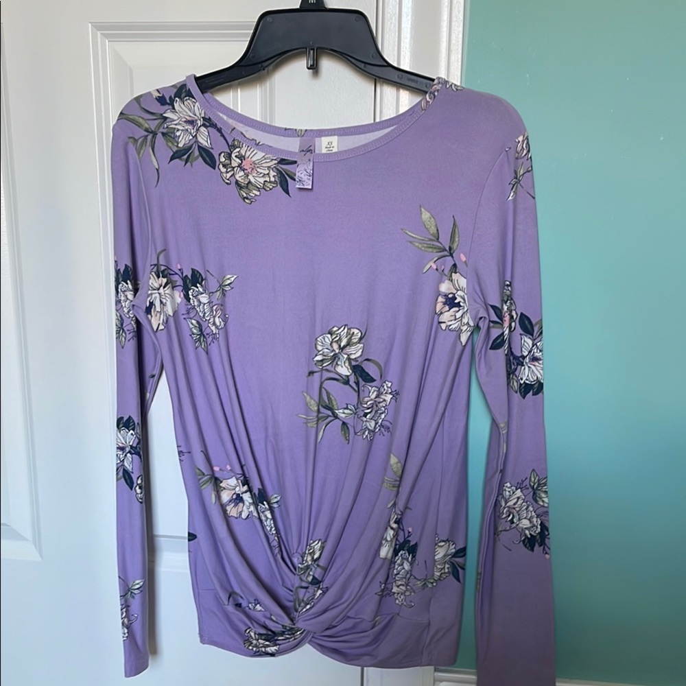 Alya Lavender Floral Twist Blouse